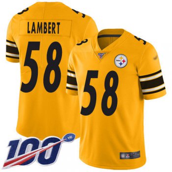 Nike Steelers #58 Jack Lambert Gold Men's Stitched NFL Limited Inverted Legend 100th Season Jersey