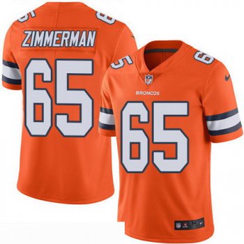 Men's Denver Broncos #65 Gary Zimmerman Retired Orange 2016 Color Rush Stitched NFL Nike Limited Jersey