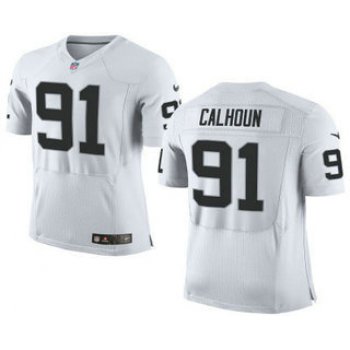 Men's Oakland Raiders #91 Shilique Calhoun White Road Nike Elite Jersey