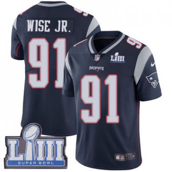 #91 Limited Deatrich Wise Jr Navy Blue Nike NFL Home Men's Jersey New England Patriots Vapor Untouchable Super Bowl LIII Bound