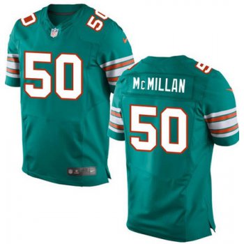 Men's 2017 NFL Draft Miami Dolphins #50 Raekwon McMillan Aqua Green Alternate Stitched NFL Nike Elite Jersey