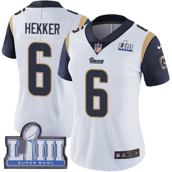 Women's Los Angeles Rams #6 Johnny Hekker White Nike NFL Road Vapor Untouchable Super Bowl LIII Bound Limited Jersey