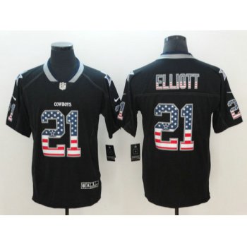 Nike Dallas Cowboys #21 Ezekiel Elliott Black USA Flag Fashion Color Rush Limited Jersey