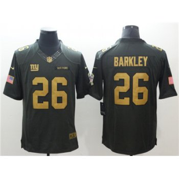 Nike New York Giants #26 Saquon Barkley Gold Anthracite Salute To Service Limited Jersey