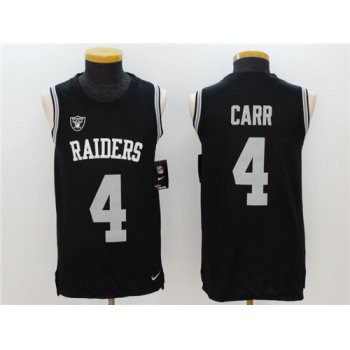 Men's Oakland Raiders #4 Derek Carr Black Color Rush 2017 Vest Stitched NFL Nike Tank Top Jersey