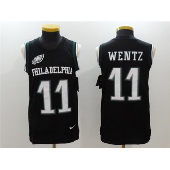 Men's Philadelphia Eagles #11 Carson Wentz Black Color Rush 2017 Vest Stitched NFL Nike Tank Top Jersey