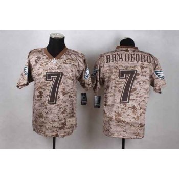 Men's Philadelphia Eagles #7 Sam Bradford USMC Camo Elite Jersey With USMC Patch