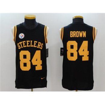 Men's Pittsburgh Steelers #84 Antonio Brown Black Color Rush 2017 Vest Stitched NFL Nike Tank Top Jersey