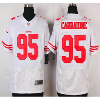 San Francisco 49ers #95 Tank Carradine Nike White Elite Jersey