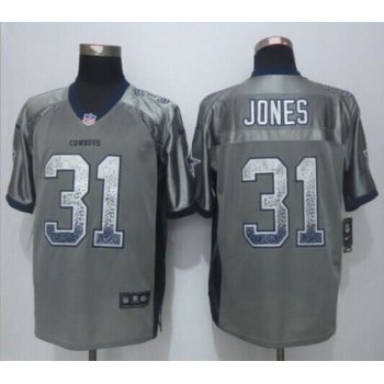 Men's Dallas Cowboys #31 Byron Jones Nike Drift Fashion Gray Elite Jersey