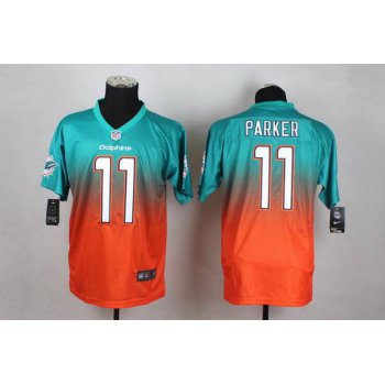 Men's Miami Dolphins #11 DeVante Parker Nike Aqua GreenOrange Fadeaway Elite Jersey