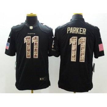 Men's Miami Dolphins #11 DeVante Parker Salute to Service Nike Black Limited Jersey