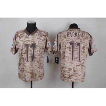 Men's Miami Dolphins #11 DeVante Parker USMC Camo Elite Jersey With USMC Patch