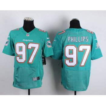 Men's Miami Dolphins #97 Jordan Phillips Nike Aqua Green Elite Jersey