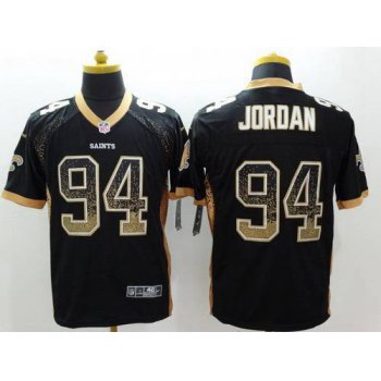 Men's New Orleans Saints #94 Cameron Jordan Nike Drift Fashion Black Elite Jersey