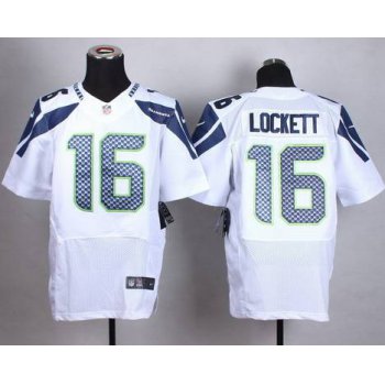 Men's Seattle Seahawks #16 Tyler Lockett Nike White Elite Jersey