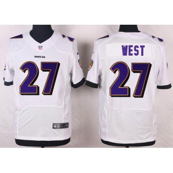 Men's Baltimore Ravens #27 Terrance West White Road NFL Nike Elite Jersey