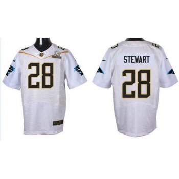 Men's Carolina Panthers #28 Jonathan Stewart White 2016 Pro Bowl Nike Elite Jersey