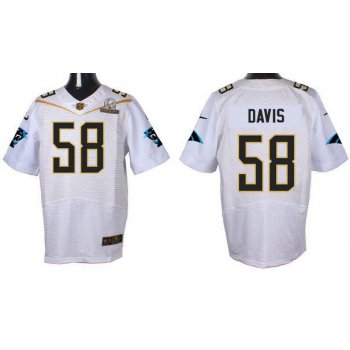 Men's Carolina Panthers #58 Thomas Davis Sr White 2016 Pro Bowl Nike Elite Jersey