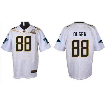 Men's Carolina Panthers #88 Greg Olsen White 2016 Pro Bowl Nike Elite Jersey