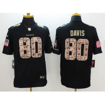 Men's Denver Broncos #80 Vernon Davis Black Salute To Service NFL Nike Limited Jersey