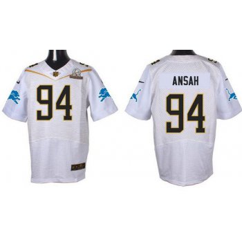 Men's Detroit Lions #94 Ezekiel Ansah White 2016 Pro Bowl Nike Elite Jersey