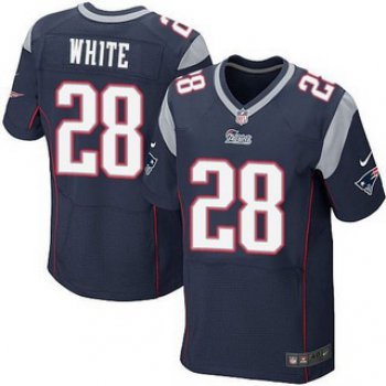 Men's New England Patriots #28 James White Navy Blue Team Color NFL Nike Elite Jersey