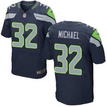 Men's Seattle Seahawks #32 Christine Michael Navy Blue Team Color NFL Nike Elite Jersey