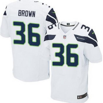 Men's Seattle Seahawks #36 Bryce Brown White Road NFL Nike Elite Jersey