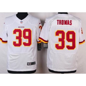 Men's Washington Redskins #39 Pierre Thomas White Road NFL Nike Elite Jersey