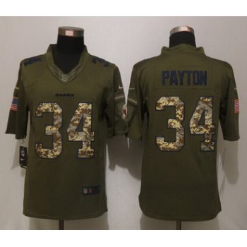 Men's Chicago Bears #34 Walter Payton Green Salute To Service 2015 NFL Nike Limited Jersey