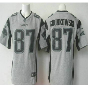 Men's New England Patriots #87 Rob Gronkowski Nike Gray Gridiron 2015 NFL Gray Limited Jersey