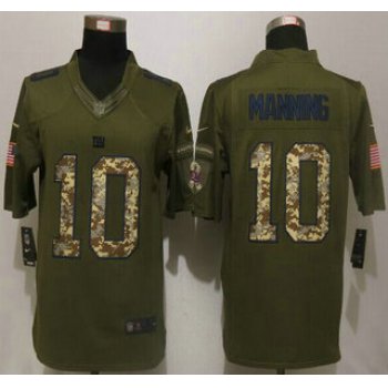 Men's New York Giants #10 Eli Manning Green Salute to Service 2015 NFL Nike Limited Jersey