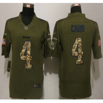 Men's Oakland Raiders #4 Derek Carr Green Salute to Service 2015 NFL Nike Limited Jersey