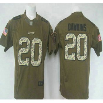 Men's Philadelphia Eagles #20 Brian Dawkins Green Salute to Service 2015 NFL Nike Limited Jersey