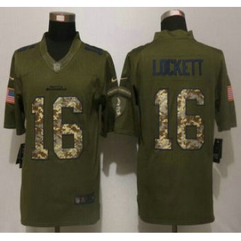 Men's Seattle Seahawks #16 Tyler Lockett Green Salute to Service 2015 NFL Nike Limited Jersey