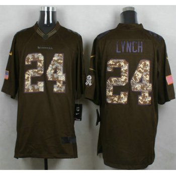 Men's Seattle Seahawks #24 Marshawn Lynch Green Salute to Service 2015 NFL Nike Limited Jersey