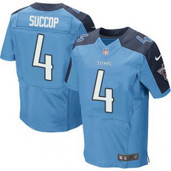 Men's Tennessee Titans #4 Ryan Succop Light Blue Team Color NFL Nike Elite Jersey