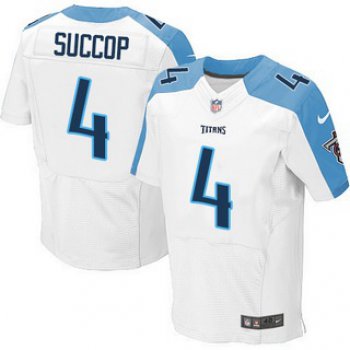 Men's Tennessee Titans #4 Ryan Succop White Road NFL Nike Elite Jersey