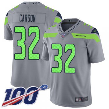 Nike Seahawks #32 Chris Carson Gray Men's Stitched NFL Limited Inverted Legend 100th Season Jersey