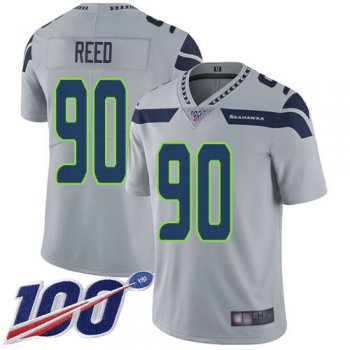 Nike Seahawks #90 Jarran Reed Grey Alternate Men's Stitched NFL 100th Season Vapor Limited Jersey