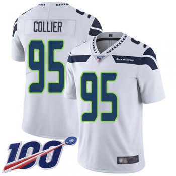 Nike Seahawks #95 L.J. Collier White Men's Stitched NFL 100th Season Vapor Limited Jersey