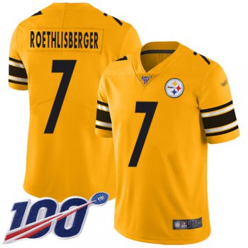 Nike Steelers #7 Ben Roethlisberger Gold Men's Stitched NFL Limited Inverted Legend 100th Season Jersey