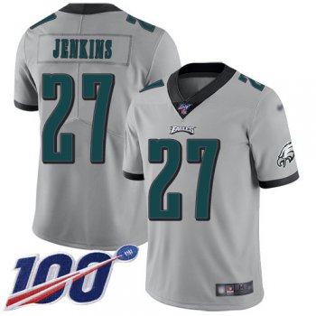 Nike Eagles #27 Malcolm Jenkins Silver Men's Stitched NFL Limited Inverted Legend 100th Season Jersey