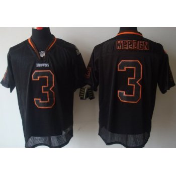 Nike Cleveland Browns #3 Brandon Weeden Lights Out Black Elite Jersey