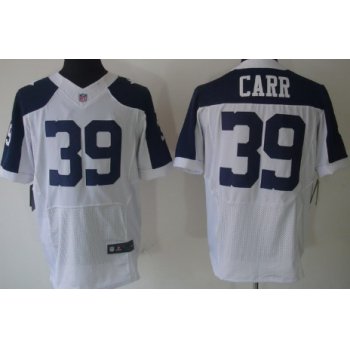 Nike Dallas Cowboys #39 Brandon Carr White Thanksgiving Elite Jersey