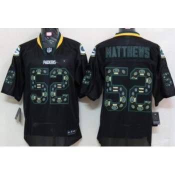 Nike Green Bay Packers #52 Clay Matthews Lights Out Black Ornamented Elite Jersey