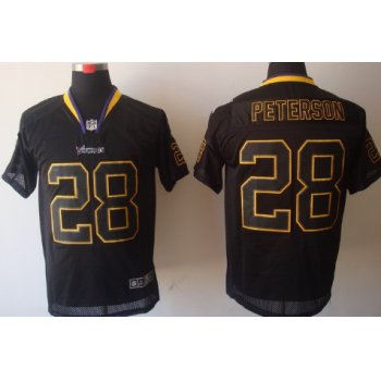 Nike Minnesota Vikings #28 Adrian Peterson Lights Out Black Elite Jersey