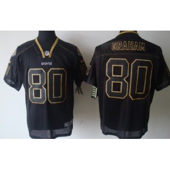 Nike New Orleans Saints #80 Jimmy Graham Lights Out Black Elite Jersey