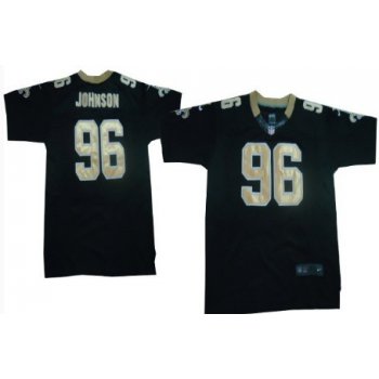 Nike New Orleans Saints #96 Tom Johnson Black Elite Jersey